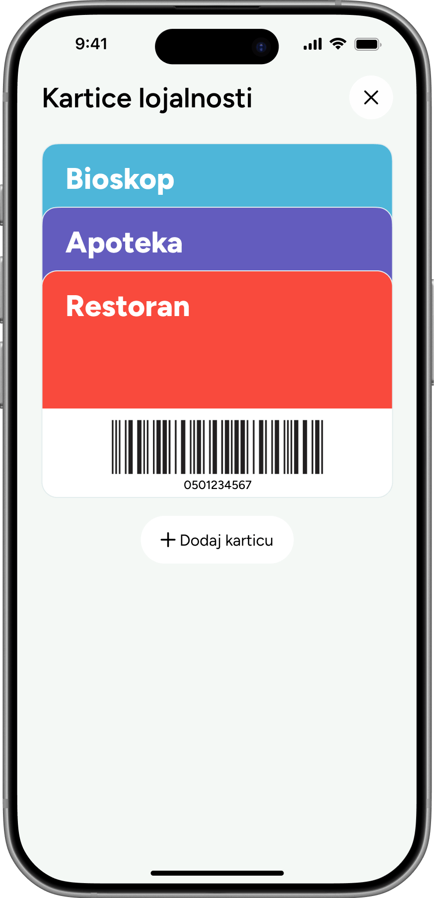 Kinta app — loyalty card wallet