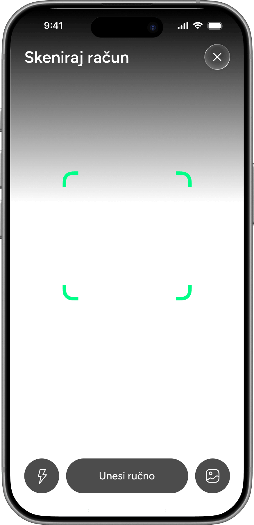 Kinta app — scanning a fiscal receipt